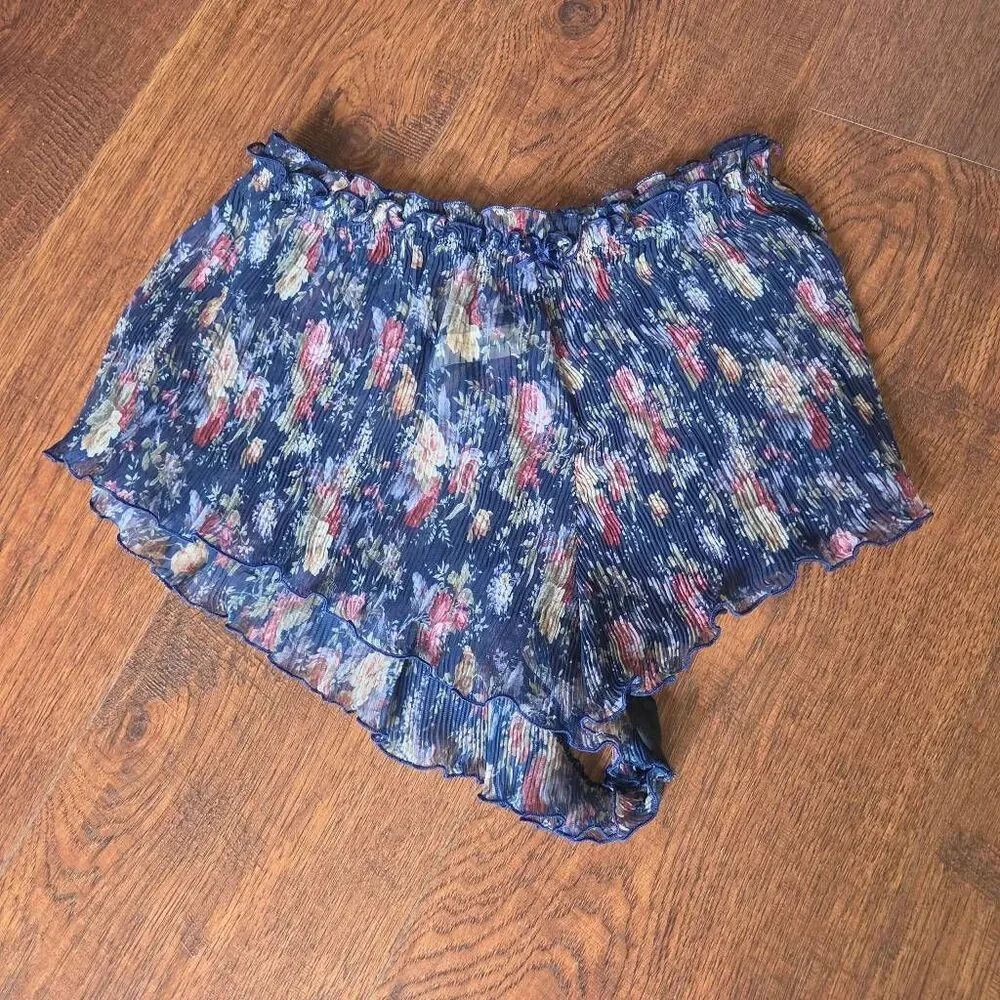 Vintage Victoria's Secret Gold Label Sheer Floral Sleep Shorts – Blue Chiffon Ru